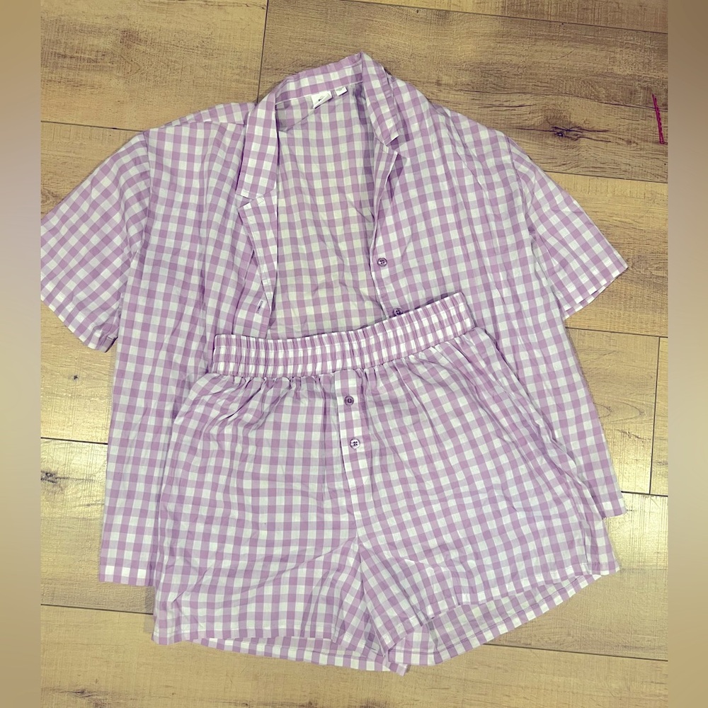 BP lavendar plaid pajama shirt and top set, size S, NWOT